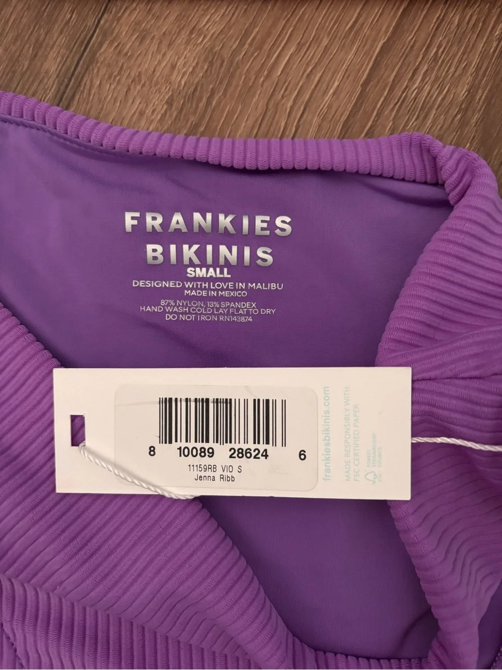 Frankie's Bikinis Ribbed Bandeau Bikini Set - Lavender